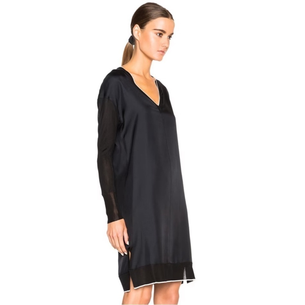 NWT Rag & Bone Long Sleeve Maude Silk Dress in Caviar - Picture 3 of 10